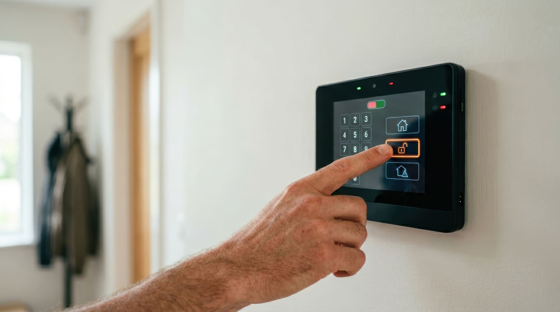 Security alarm control panel and monitoring system